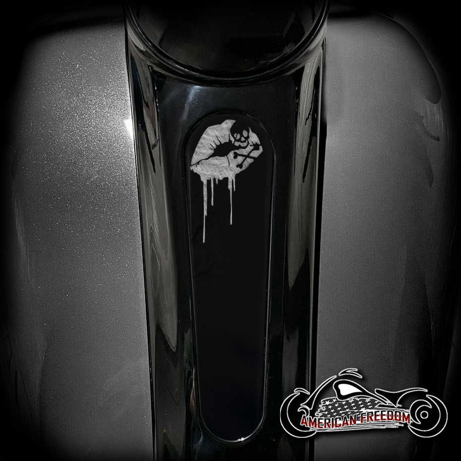 Harley 8 Inch Dash Insert - Skull Lips Grey